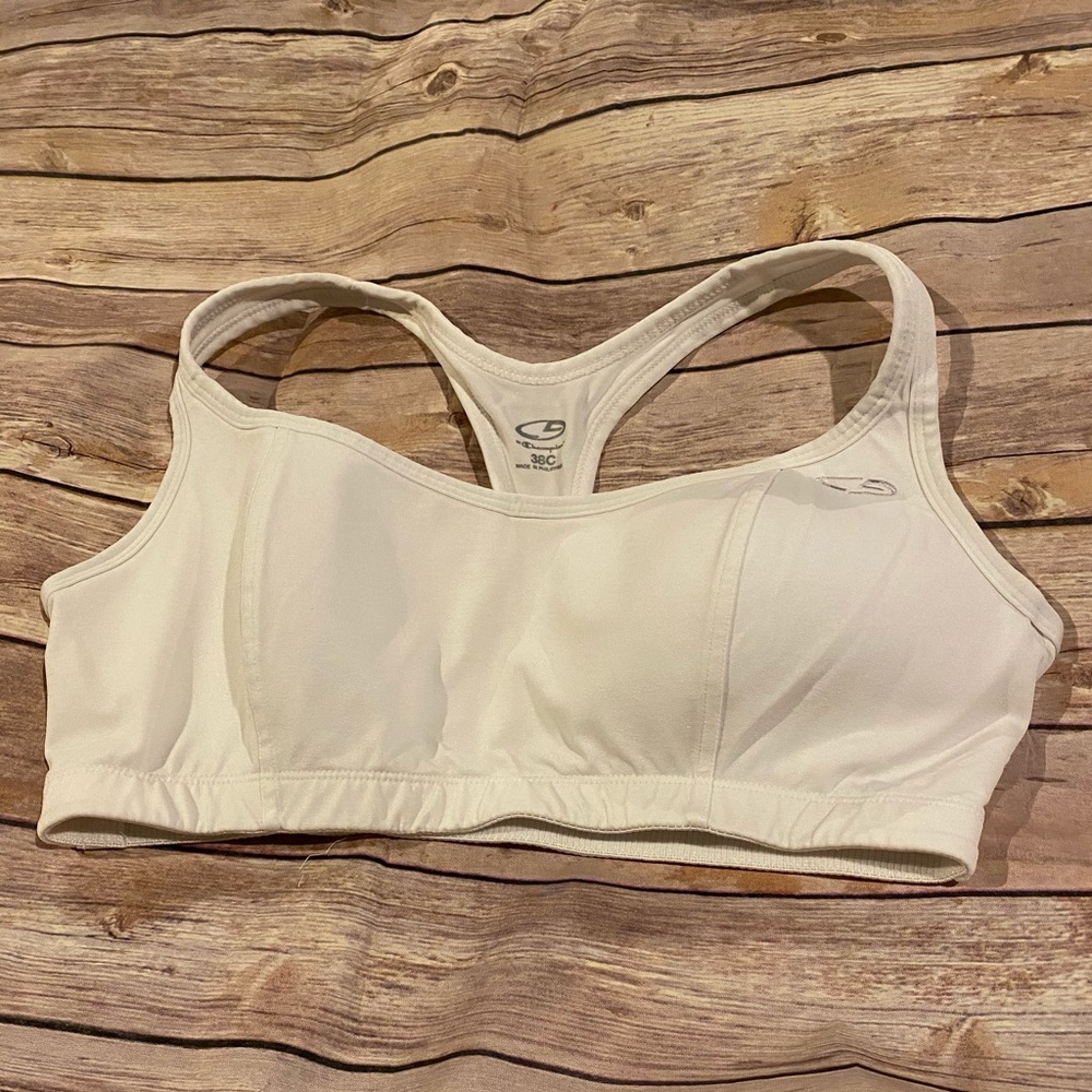 White medium support sport bra